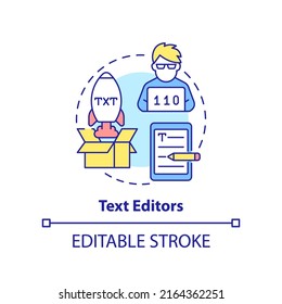 Text editors concept icon. Code writing instrument. Programming skill abstract idea thin line illustration. Isolated outline drawing. Editable stroke. Arial, Myriad Pro-Bold fonts used