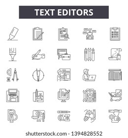 Text editors line icon signs.  Linear vector outline illustration set concept.on