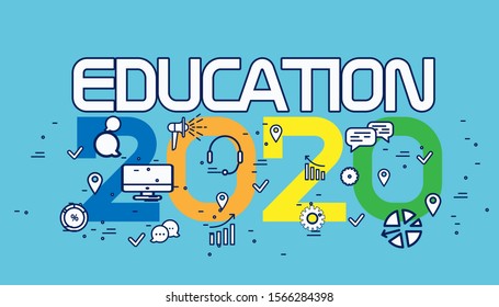  Text  education 2020  with icon - creativity modern Idea and Concept.