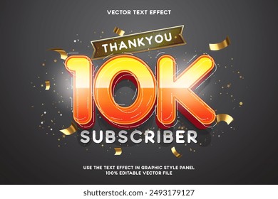 Text effect 10K subscribers vector banner