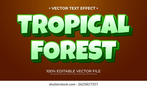 Text effect in 3d Tropical Forest text effect theme editable metal gradient green color concept