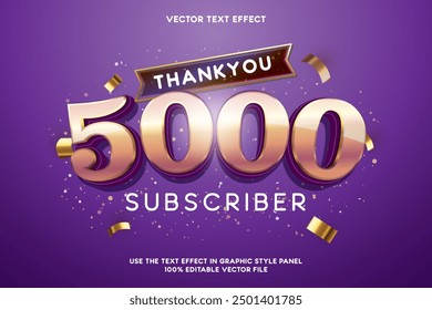 Text effect 5000 subscribers thank you vector banner