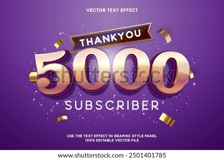Text effect 5000 subscribers thank you vector banner