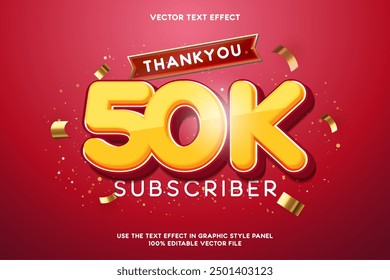 Text effect 50K subscribers vector banner