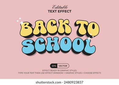 Text Effect Back To School 3D Traditional Comic Cartoon Style. Editable Text Effect.