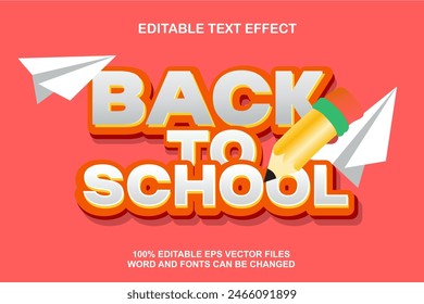 efecto de texto volver a la escuela eps archivos gratis