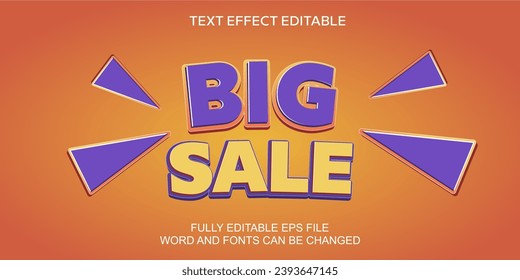 TEXT EFFECT BIG SALE POSTER BANNER VECTOR EDITABLE