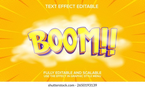 efeito de texto boom cartoon vetor editável