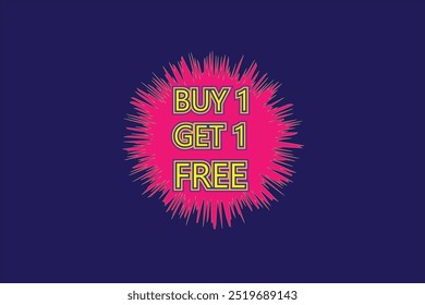 Text effect of buy 1 get 1 free vector design template.