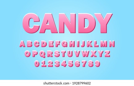 text effect candy font alphabet