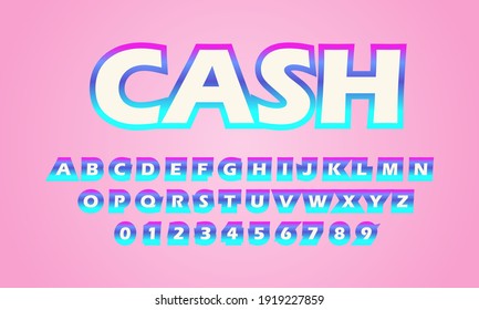 Text Effect Cash Font Alphabet