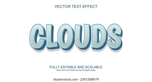 TEXT EFFECT CLOUDS 3D STYLE VECTOR EDITABLE