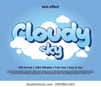 Text Effect Cloudy Sky Vector EPS Ready to Use Light Blue Cloud