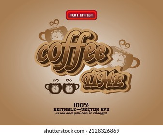 text effect coffee time, editable vector font effect