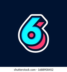 text effect cool modern font Number Six, 6. for digital and print poster design, party poster, greeting card, banner or invitation. Cute numerical icons and signs.