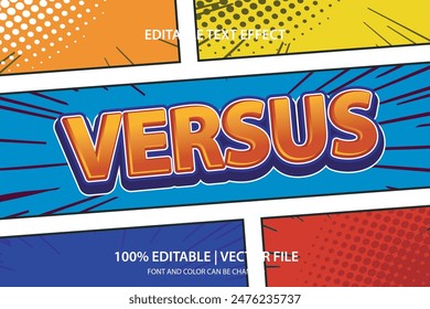 Text effect design. Cartoon comic background. fight. Comic anime competition with halftone elements for poster, web and comic page