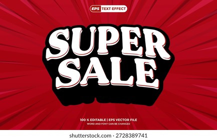 Text Effect Design Super Sale 3D Promo advertising EPS Vector