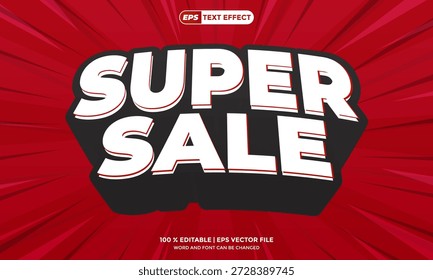 Text Effect Design Super Sale 3D Promo advertising EPS Vector