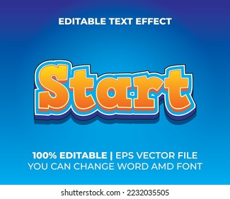 text effect editable vector eps file yellow blue fun start caption text