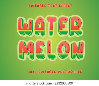 text effect editable vector eps file theme fruit watermelon red pink sweet girl children