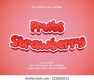 text effect editable vector eps file red strawberry fruit theme pink sweet girl