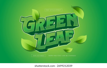 Efeito de texto gráfico vetorial editável da Folha Verde, perfeito para o título do filme, título do cartaz, título do banner, etc.	