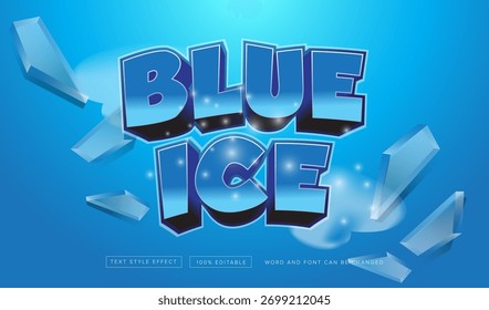 Efeito de texto gráfico vetorial editável do Gelo Azul, perfeito para o título do filme, título do cartaz, título do banner, etc.	