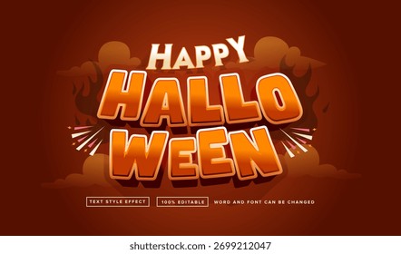Text effect editable vector graphic of the Happy Halloween, perfect for movie title, poster title, banner title, etc.	