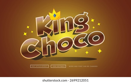 Text effect editable vector graphic of King Choco, perfect for movie title, poster title, banner title, etc.