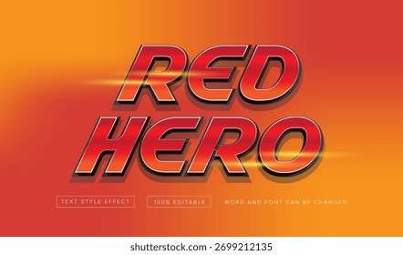 Efeito de texto gráfico vetorial editável do Herói Vermelho, perfeito para título de filme, título de cartaz, título de banner, etc.