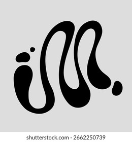 Text Effect Flat Vector of Black Liquid N Alphabet initial Poster logo for Desk setup, Decoration, Printing, Creative Industry, Small business, sign