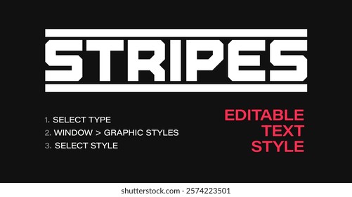 Text effect for font. Minimalistic containered strokes. Creative typographic solution fro headline and logo. Editable graphic style. 