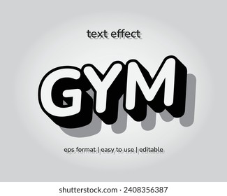 Text Effect GYM Simple EPS Ready to Use White and Black