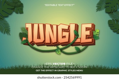 Text effect jungle vector 3d editable