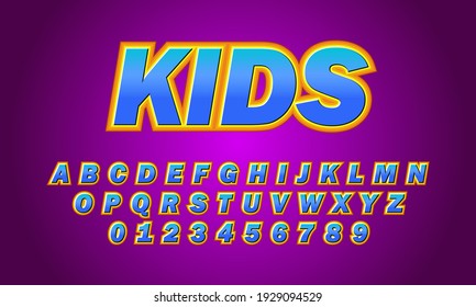 text effect kids font alphabet