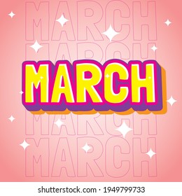 Mes de marzo de efecto de texto para afiche o decoración