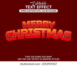 Text effect modern style merry christmas theme
