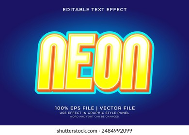 Efecto de texto Vector editable de neón. Efecto de texto sobre luz, neón, futurista y moderno