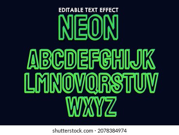 text effect neon lights bright green 