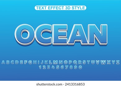 TEXT EFFECT OCEAN FONT 3D STYLE VECTOR
