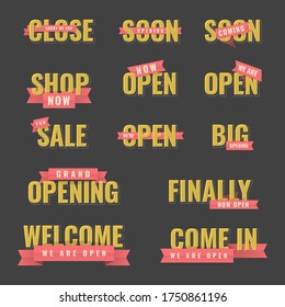 Text Effect of Open and Close with Tape and Line Style for your Business Promotion and Customer Information. Good for Banner, Flyer, Poster, and other