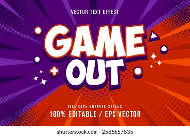 Text Effect Premium - Editable Game Out Text effect template vector.