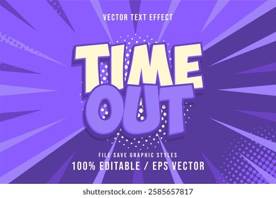 Text Effect Premium - Editable Time Out Text effect template vector.