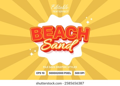 Text effect Premium Vector Beach Sand Hot editable.