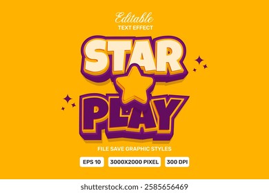 Text effect Premium Vector Star Play Editable.