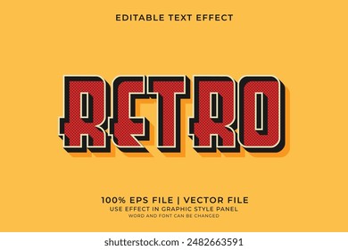 Efecto de texto Vector retro editable, estilo retro vintage