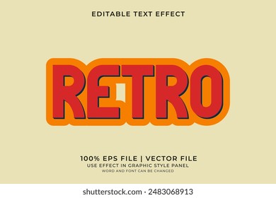 Efecto de texto Vector retro editable, estilo retro vintage