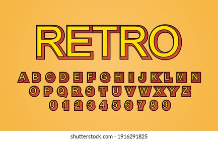 text effect retro font alphabet