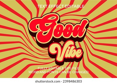 text effect retro good vibe 3d vector 
