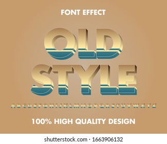 text effect. retro style full set alphabet. for title and headline. premium vector